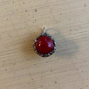 Vintage 1990's Red Marble Charm Pendant